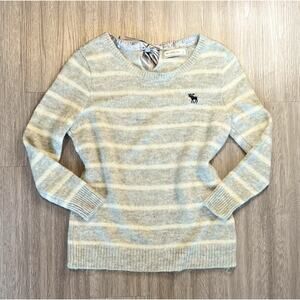 Abercrombie & Fitch, Sweater Size L Striped Knit Pullover with Satin Back Tie
